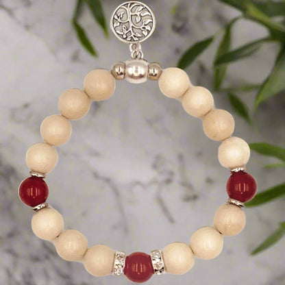 Fossil & Crimson - Single Strand Bracelet