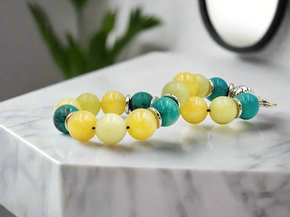 Turquoise & Lemon - Single Strand Bracelet