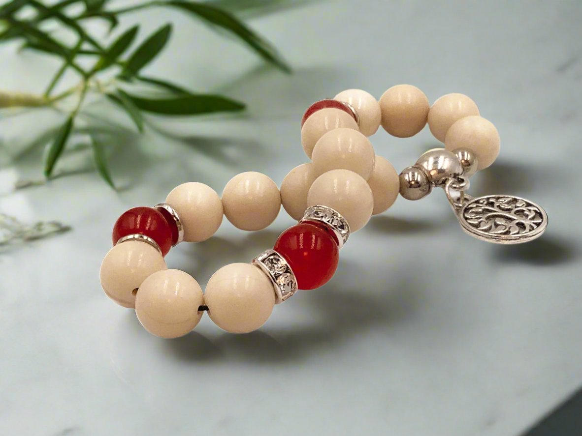 Fossil & Crimson - Single Strand Bracelet