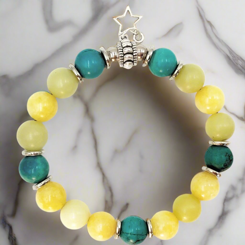 Turquoise & Lemon - Single Strand Bracelet