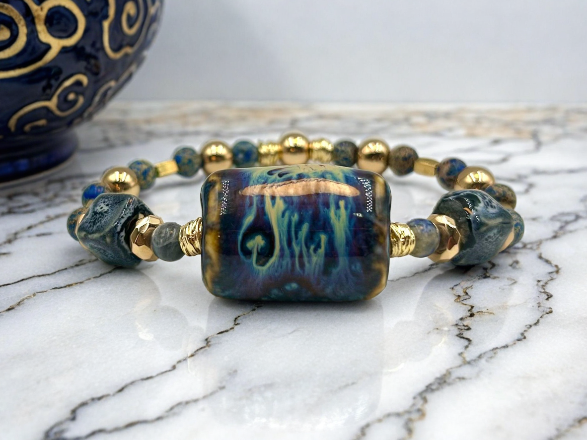 Blue Willow - Single Cuff Bangle