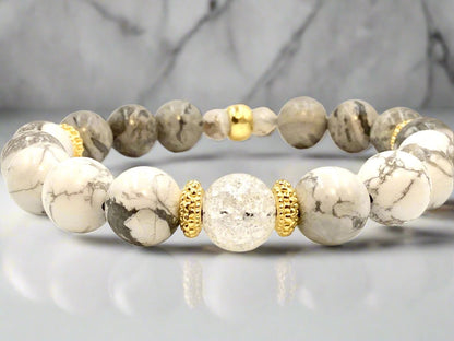 Howlite & Jasper- Single Strand Bracelet