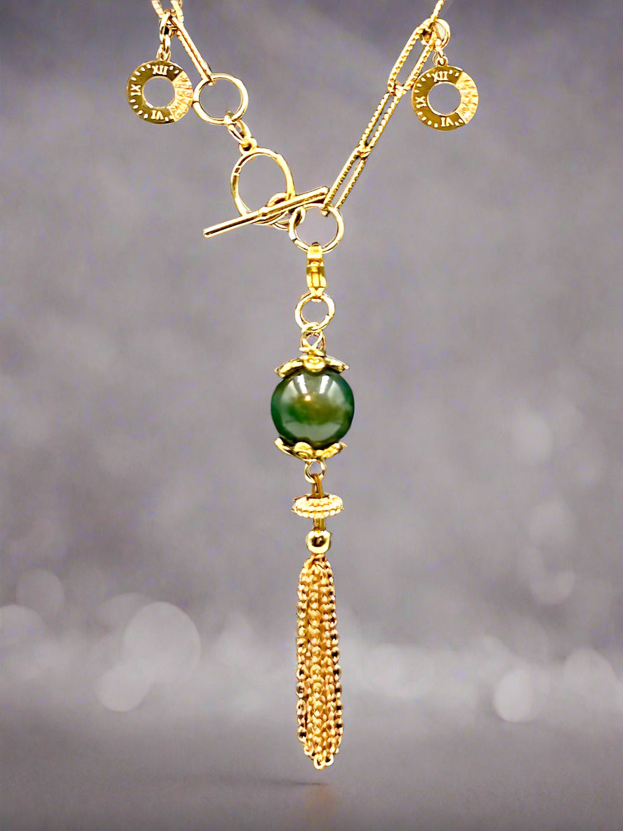 Sage Serenade - Beaded Chain Necklace