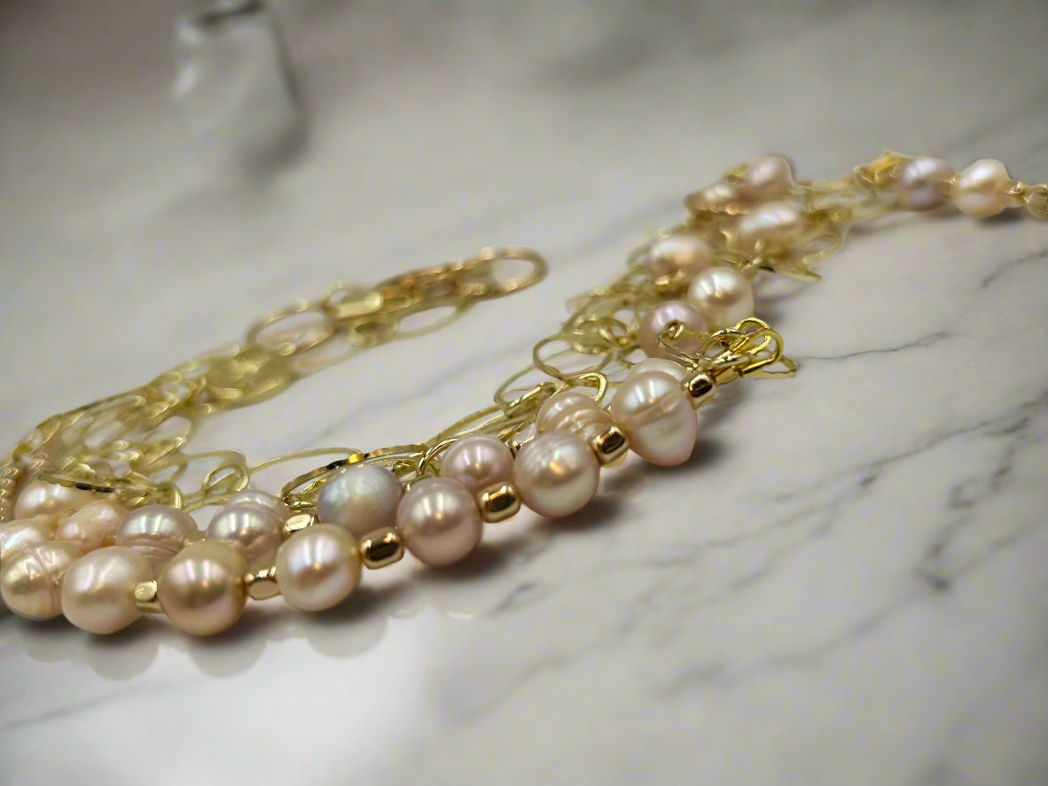 Blush Serenade - Beaded Chain Necklace