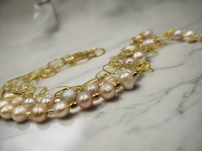 Blush Serenade - Beaded Chain Necklace