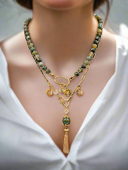 Sage Serenade - Beaded Chain Necklace