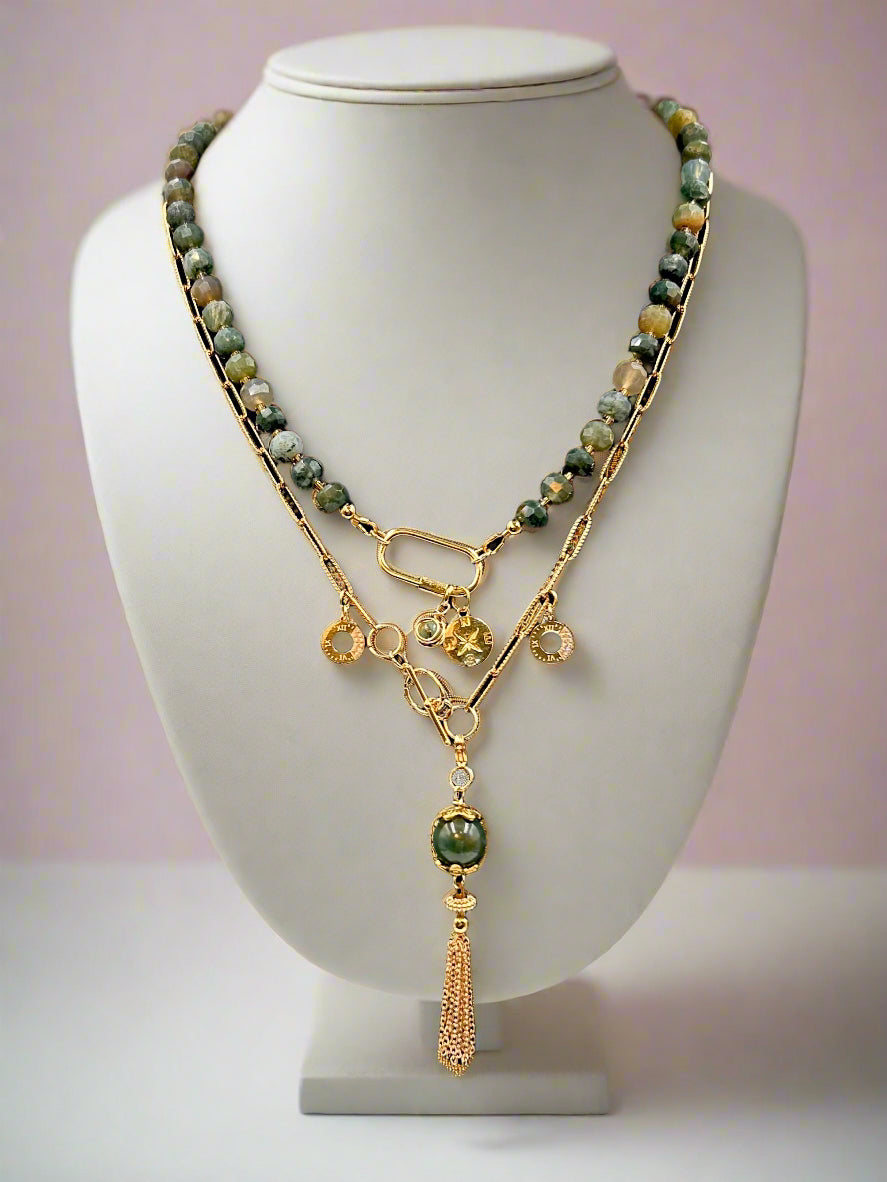 Sage Serenade - Beaded Chain Necklace