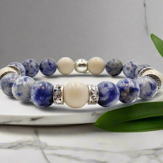 Blue Spot & Fossil - Single Strand Bracelet