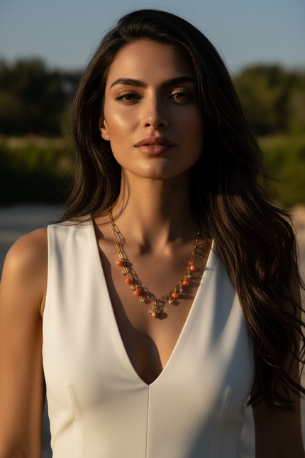 Coral Canvas - Beaded Chain Necklace