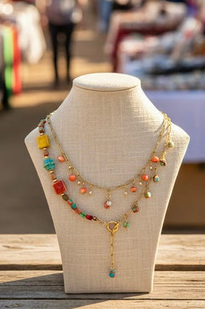 Coral Canvas - Beaded Chain Necklace