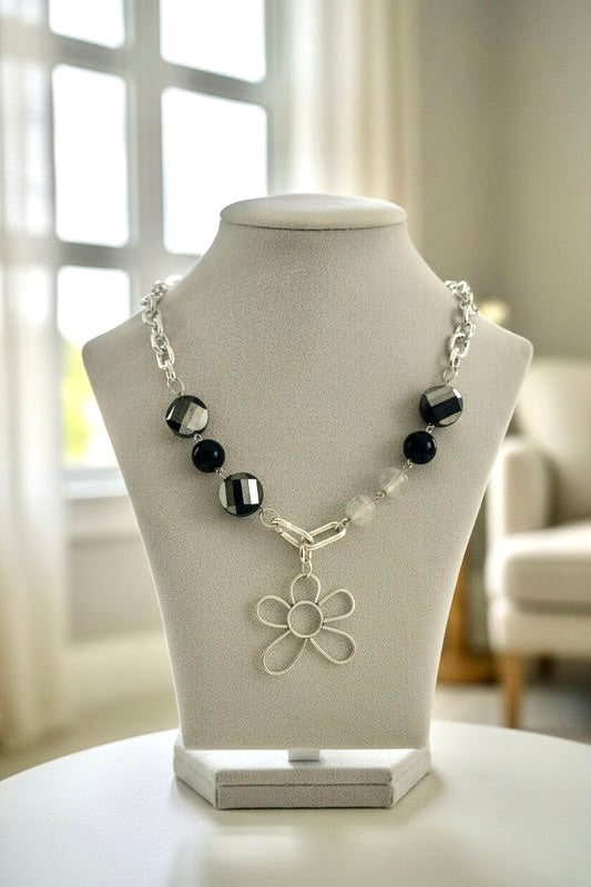Evening Bloom  - Beaded Chain Necklace