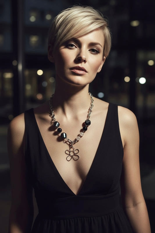 Evening Bloom  - Beaded Chain Necklace