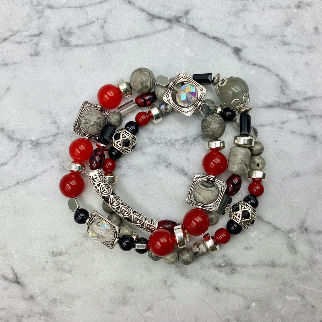 Crimson Horizon - 3 Piece Bracelet Set