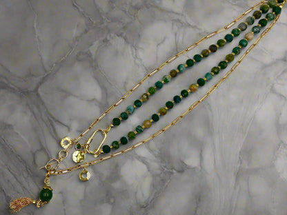 Sage Serenade - Beaded Chain Necklace