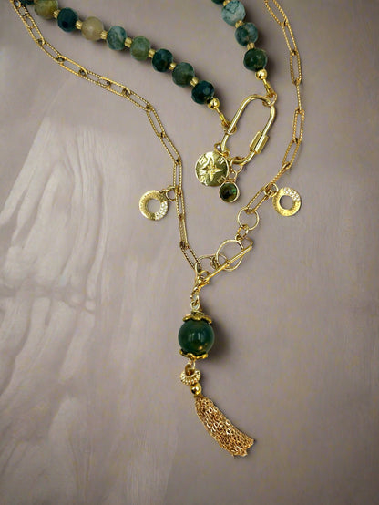 Sage Serenade - Beaded Chain Necklace