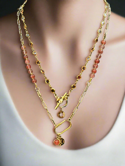 Pink Champagne - Beaded Chain Necklace