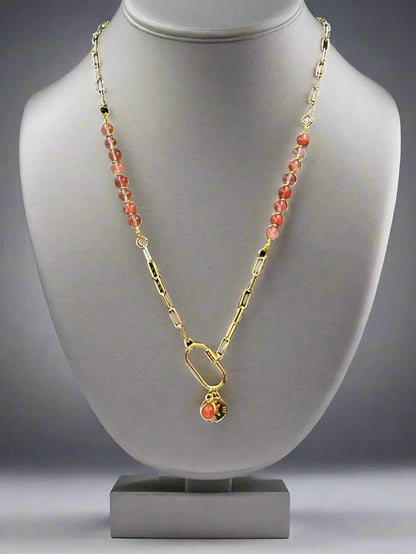 Pink Champagne - Beaded Chain Necklace