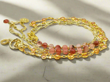 Pink Champagne - Beaded Chain Necklace