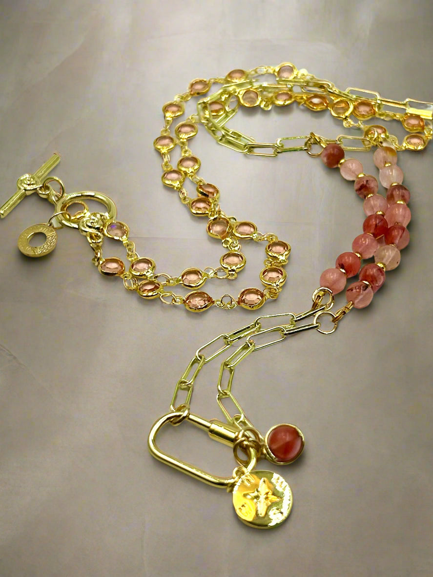 Pink Champagne - Beaded Chain Necklace