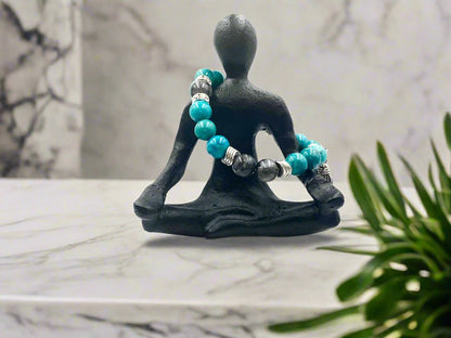 Larvikite & Turquoise - Single Strand Bracelet