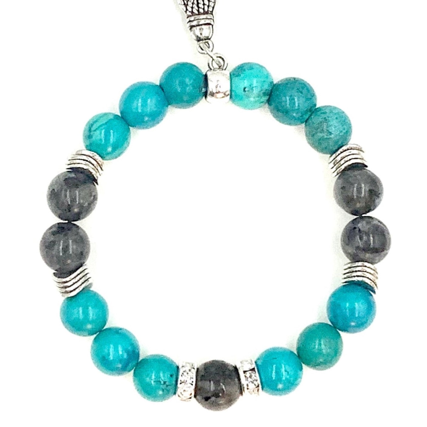 Larvikite & Turquoise - Single Strand Bracelet