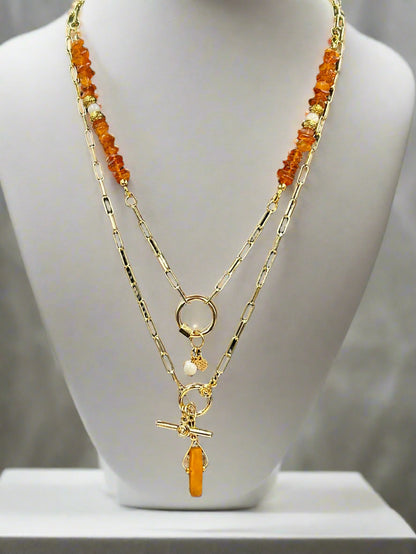 Gilded Amber - Beaded Chain Necklace