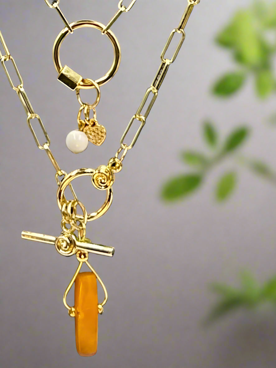 Gilded Amber - Beaded Chain Necklace