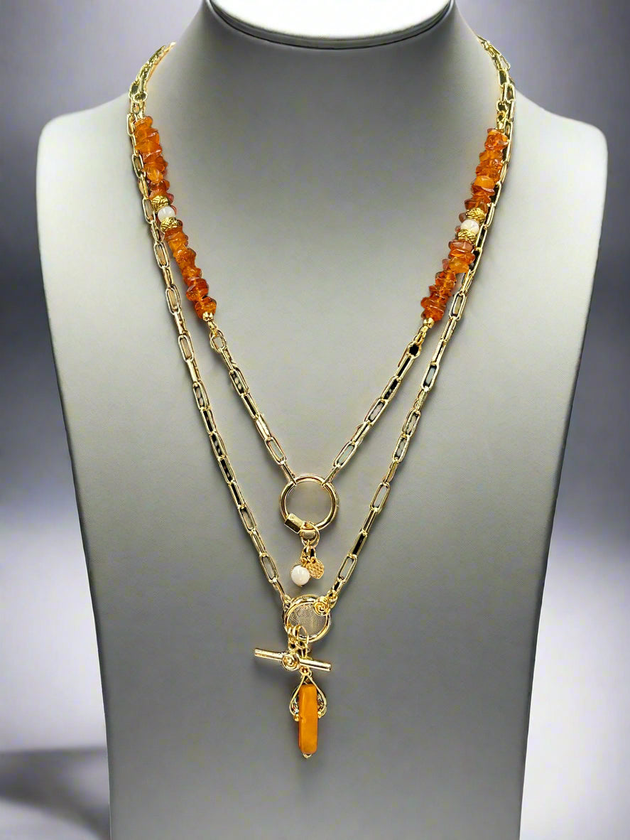 Gilded Amber - Beaded Chain Necklace