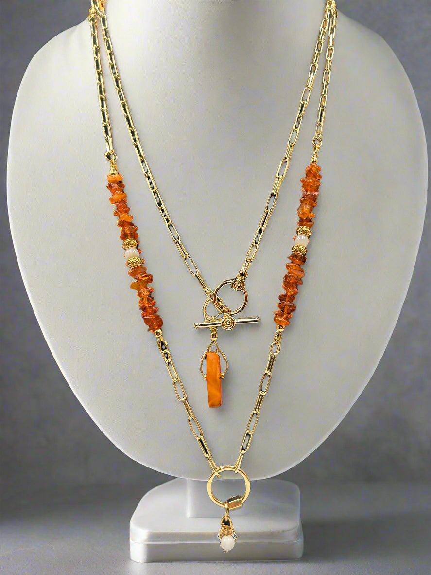 Gilded Amber - Beaded Chain Necklace