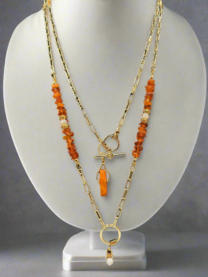 Gilded Amber - Beaded Chain Necklace