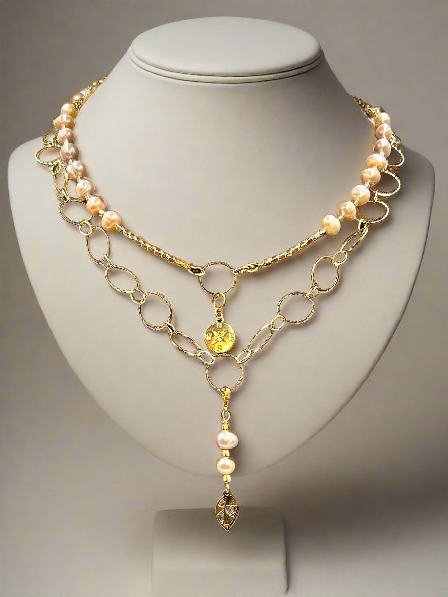 Blush Serenade - Beaded Chain Necklace