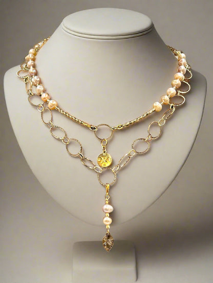Blush Serenade - Beaded Chain Necklace