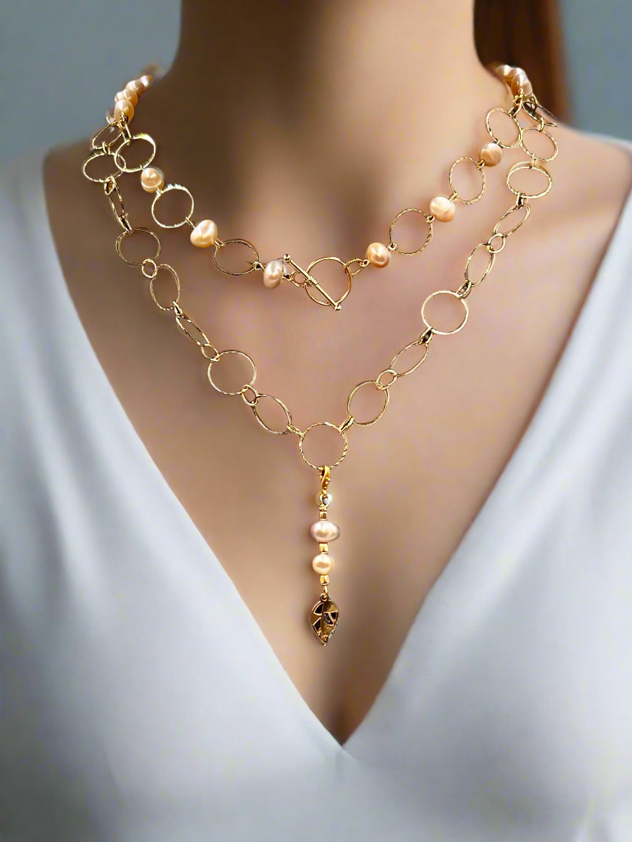 Blush Serenade - Beaded Chain Necklace