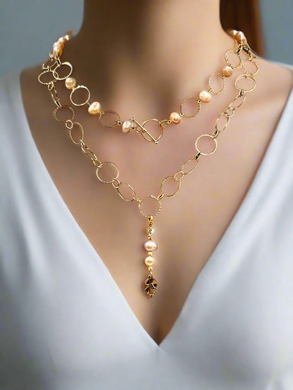 Blush Serenade - Beaded Chain Necklace