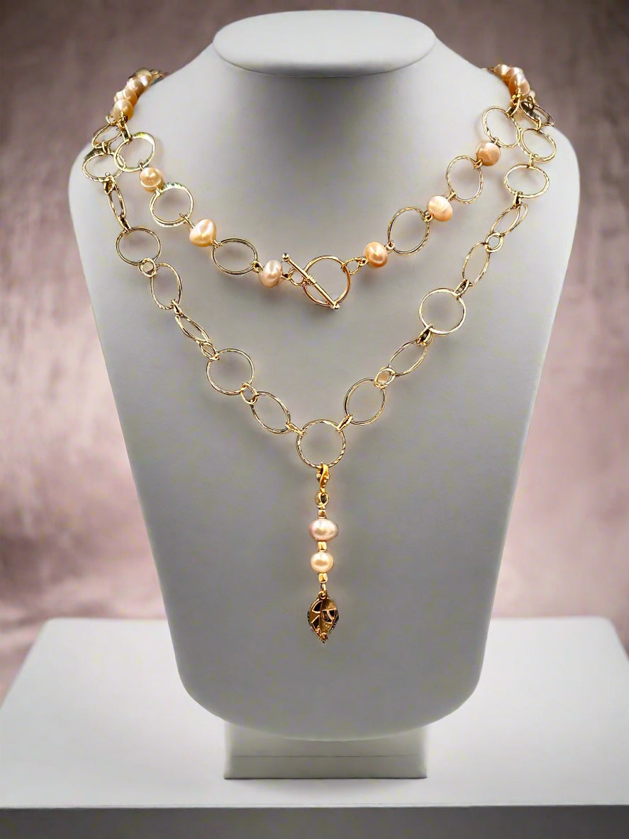 Blush Serenade - Beaded Chain Necklace