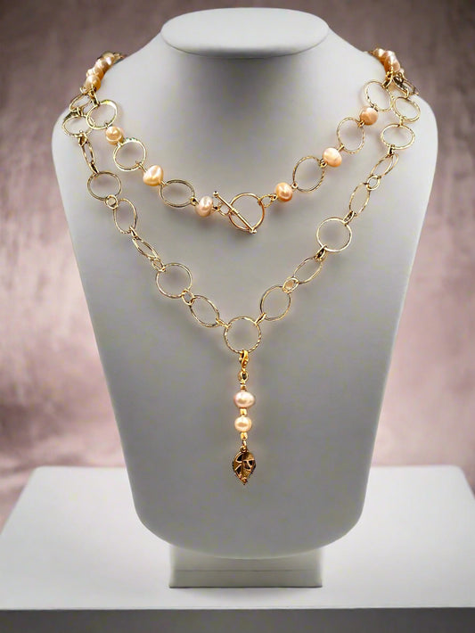 Blush Serenade - Beaded Chain Necklace
