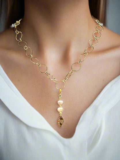 Blush Serenade - Beaded Chain Necklace