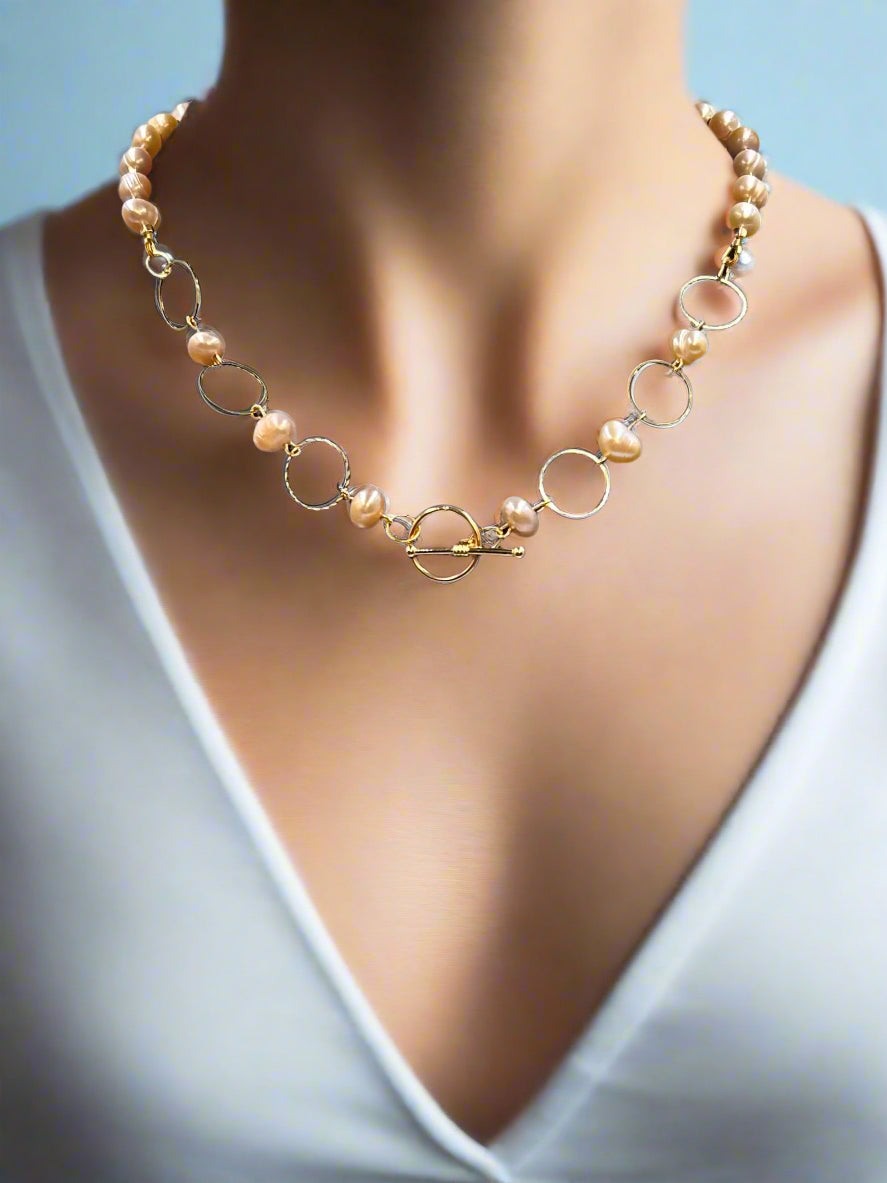 Blush Serenade - Beaded Chain Necklace