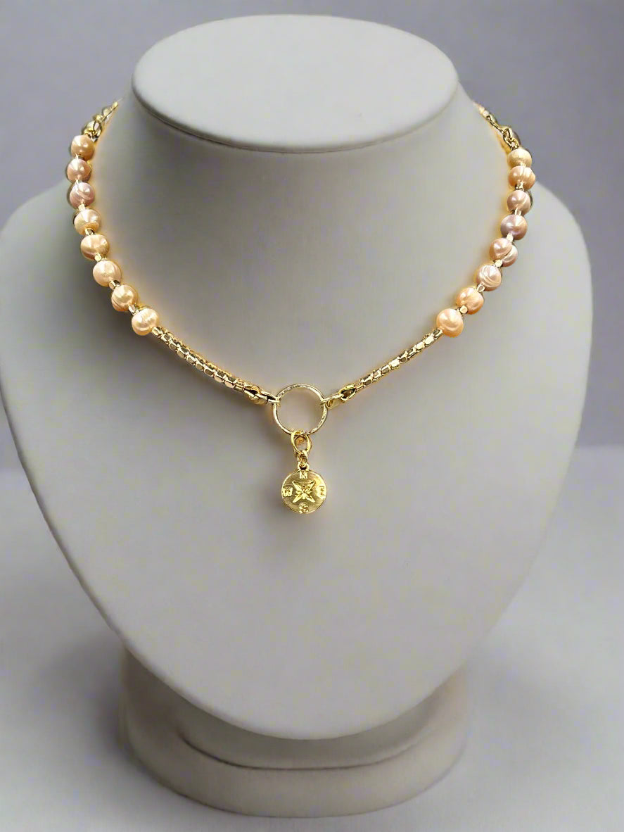 Blush Serenade - Beaded Chain Necklace