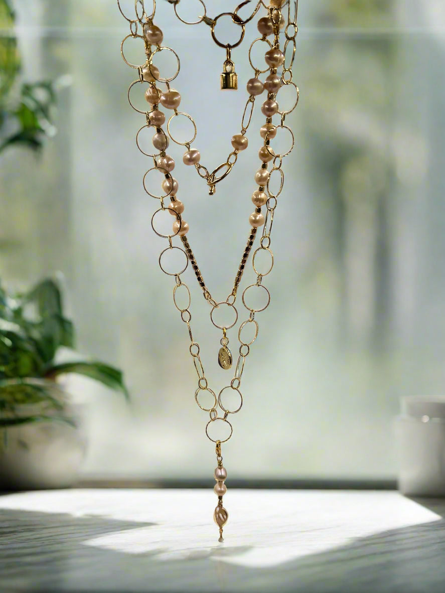 Blush Serenade - Beaded Chain Necklace