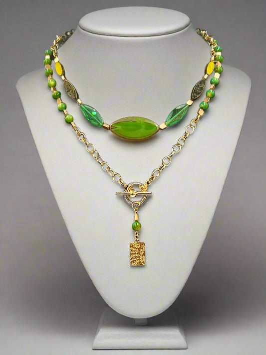 Emerald Tide  - Beaded Chain Necklace