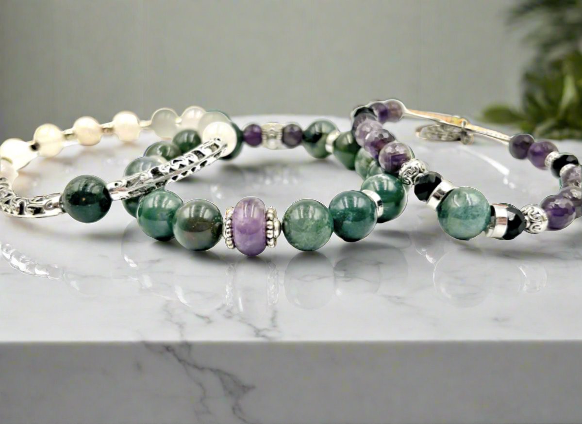 Jasper  & Amethyst - 3 Piece Bracelet Set