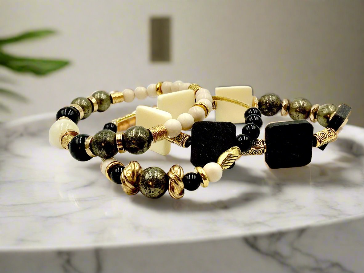 Ebony & Ivory - 3 Piece Bracelet Set