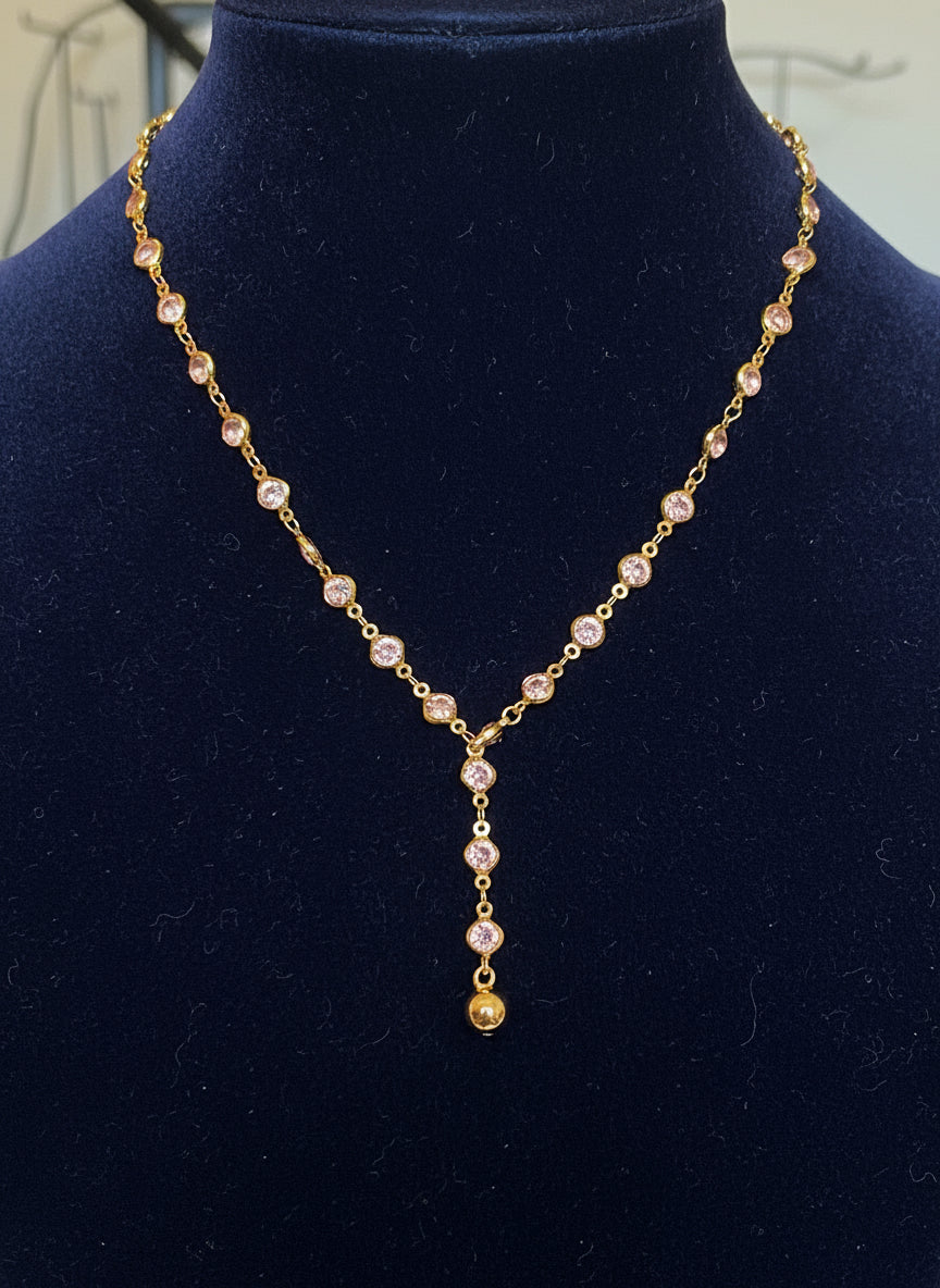 Pink Champaign - Beaded Chain Necklace