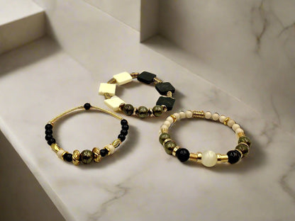 Ebony & Ivory - 3 Piece Bracelet Set