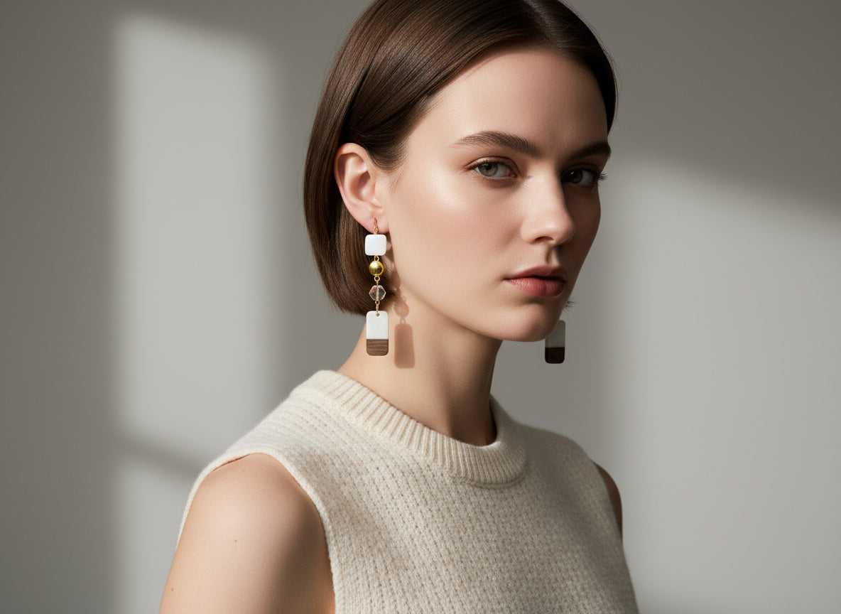 Guilded Ivory - Adjustable  Earrings