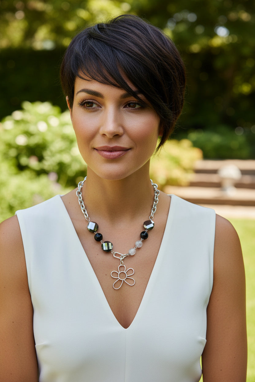 Evening Bloom  - Beaded Chain Necklace