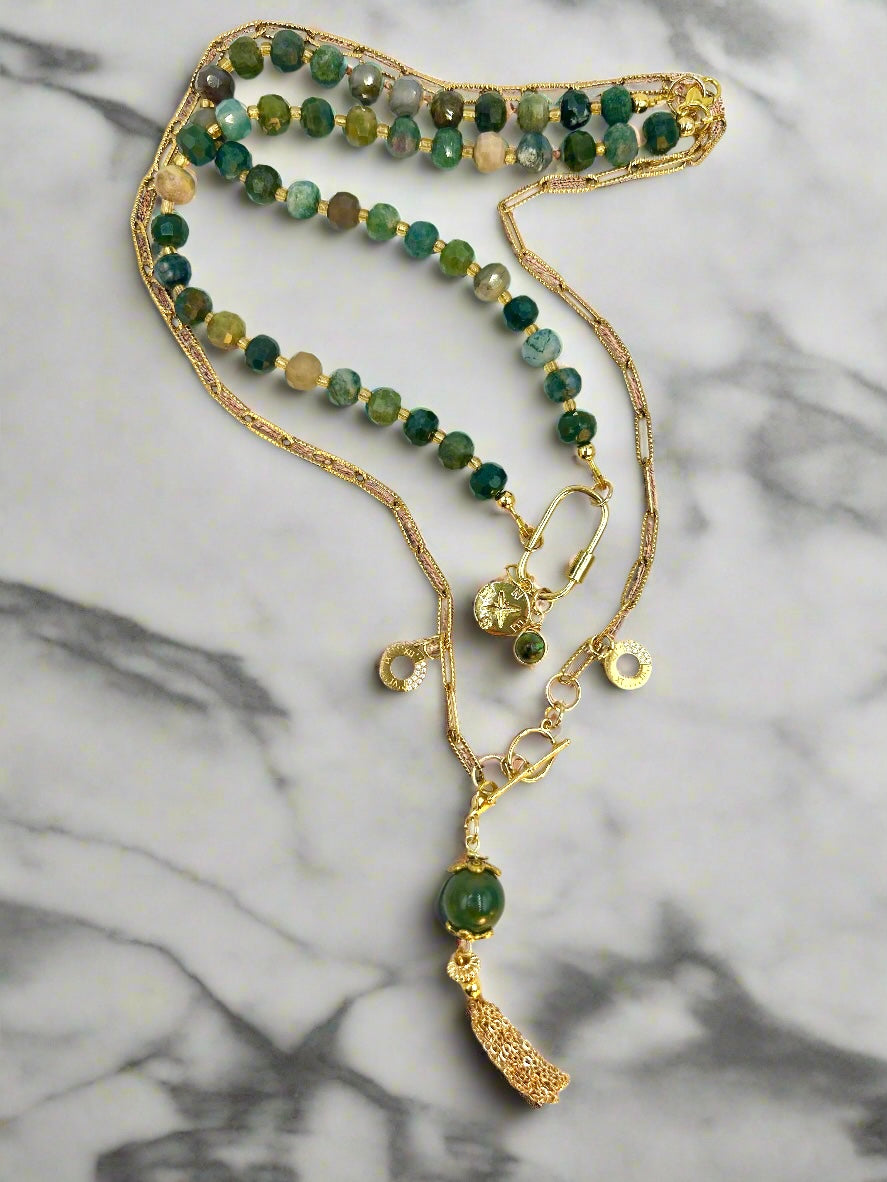 Sage Serenade - Beaded Chain Necklace