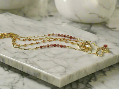 Pink Champagne - Beaded Chain Necklace