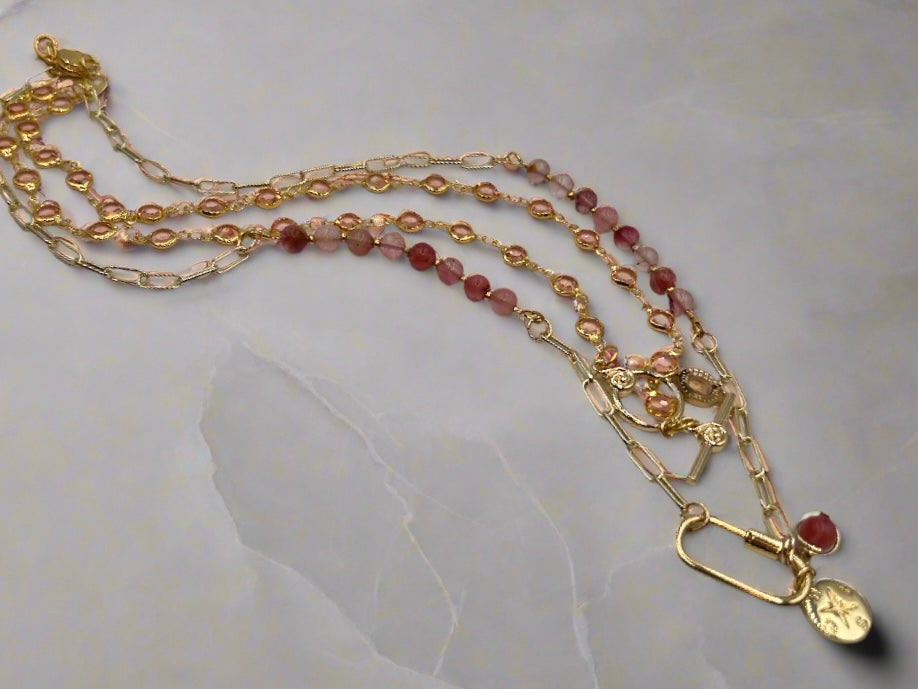 Pink Champagne - Beaded Chain Necklace